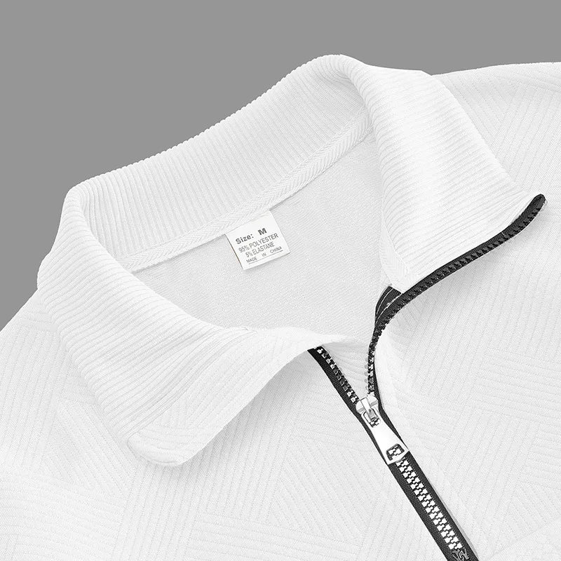 2025 New Men'S Casual Stand-Up Collar Zipper Pullover Loose Knitted Jacquard Autumn and Winter Long-Sleeved Sweater Men'S Top
